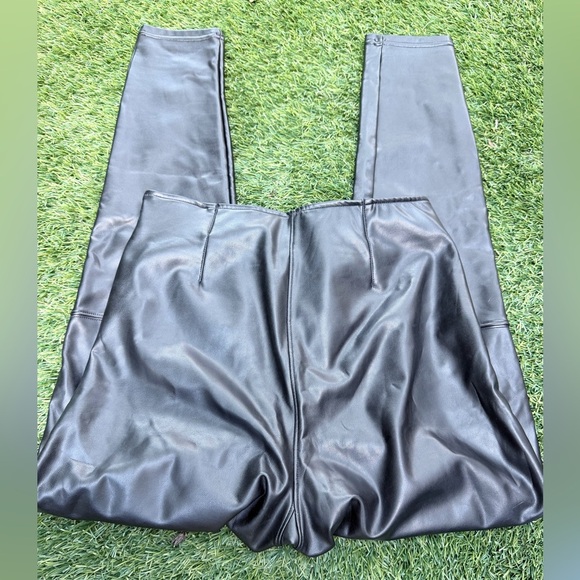 Black Vegan Faux Leather Skinny Pants - Picture 2 of 6